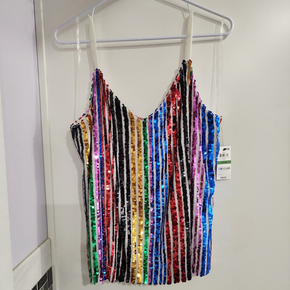 INC International Concepts Sequin Striped Camisole